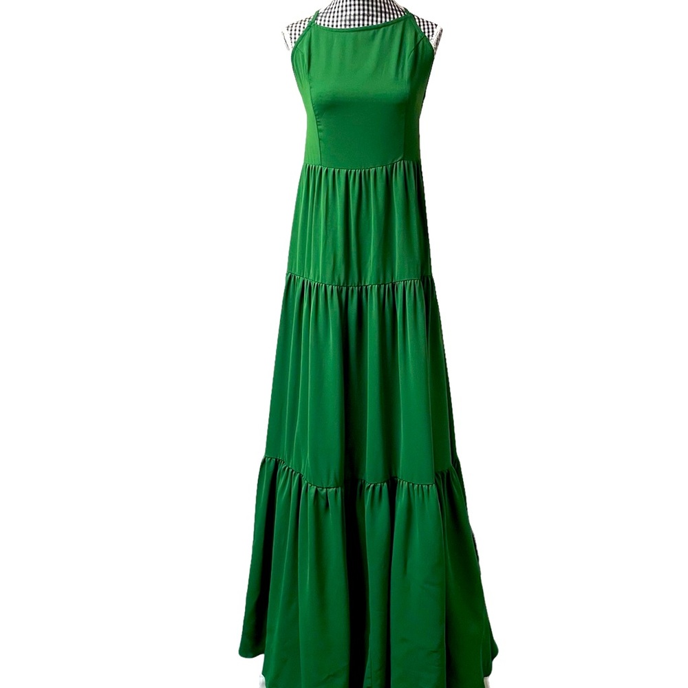 Kara and Kate Halter Summer Maxi Occasion Dress Hunter Green Party Date M NWT